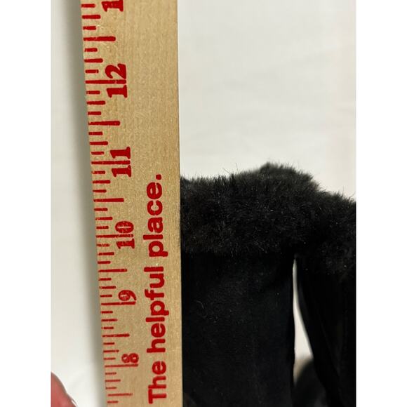 Skechers Women's Sz 7.5 Alaska Black Quilted Suede Leather Winter Boots Faux Fur - Picture 6 of 9